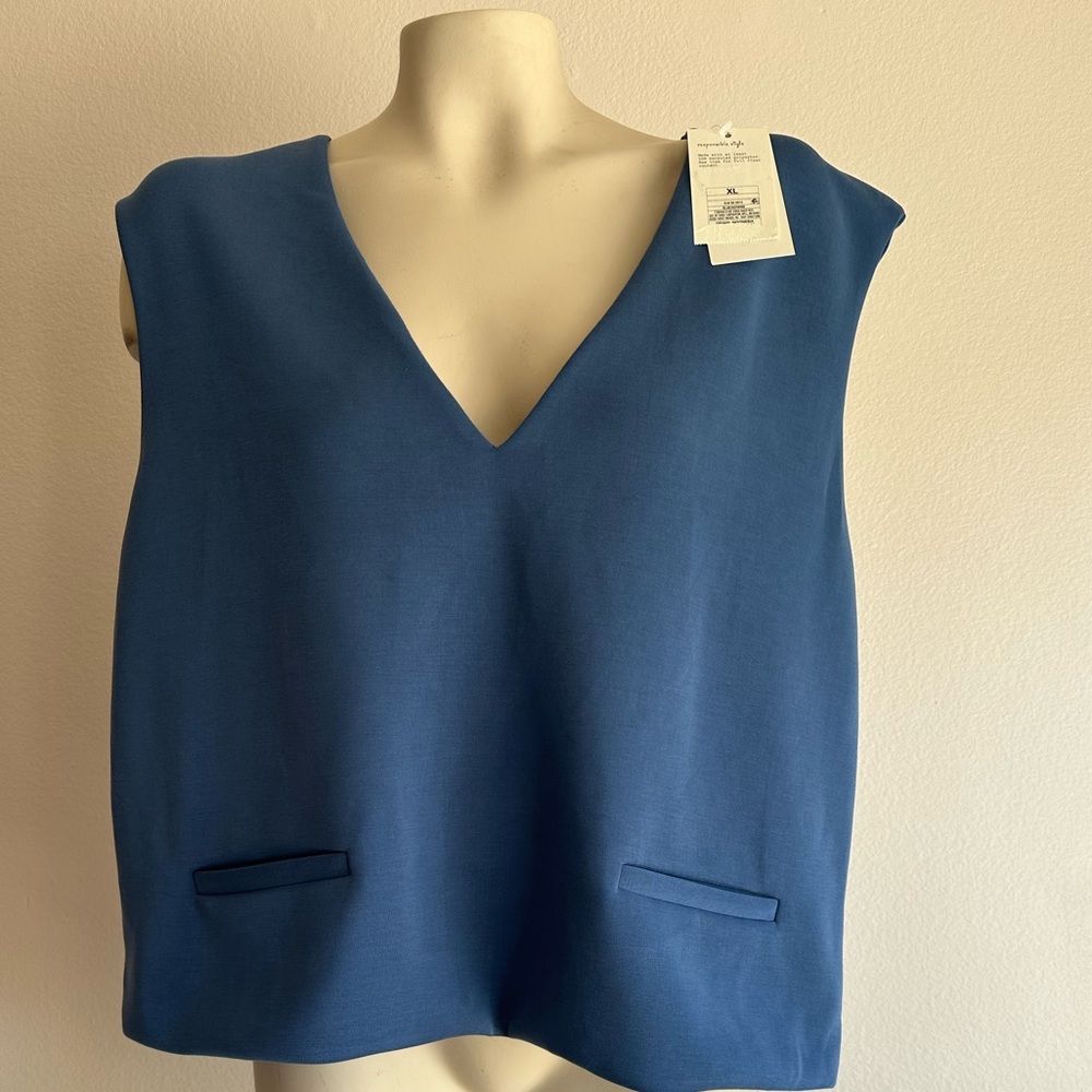 #23 XL modern style top VNeck Blue Women's Top